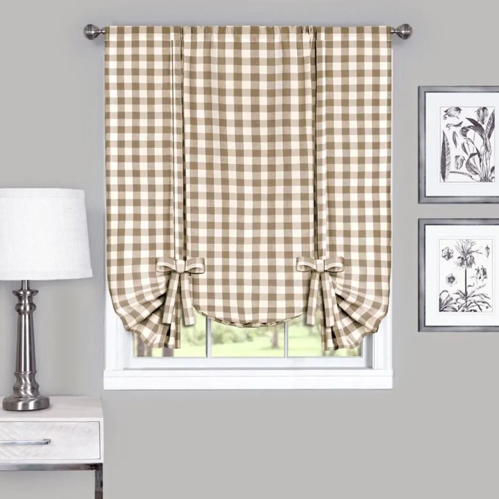 Achim Home Furnishing: Buffalo Taupe Plaid Modern Window Curtain Panel : 58